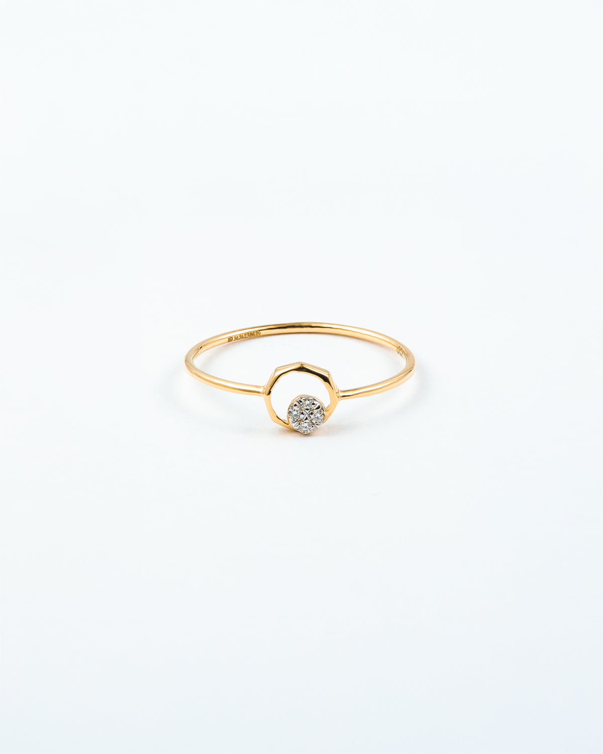 Yellow Gold Diamond Open Circle Stackable Ring