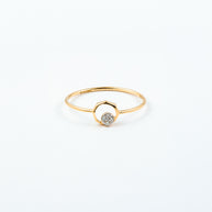 Yellow Gold Diamond Open Circle Stackable Ring