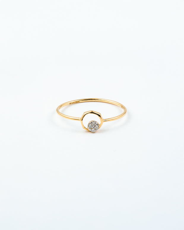 Yellow Gold Diamond Open Circle Stackable Ring