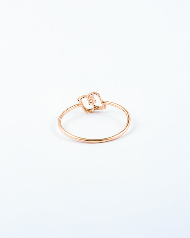Rose Gold Diamond Solitaire Ring with Open Swirl Motif