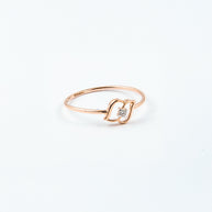 Rose Gold Diamond Solitaire Ring with Open Swirl Motif