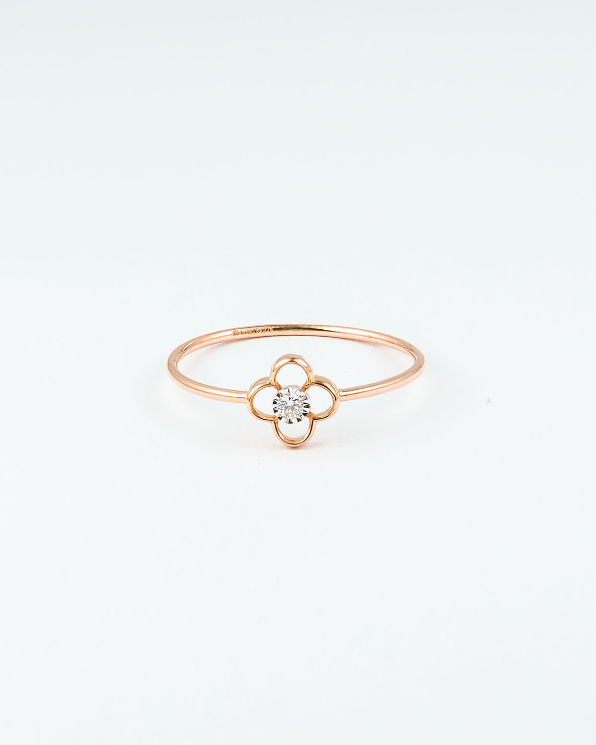 Rose Gold Open Clover Diamond Solitaire Ring