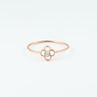 Rose Gold Open Clover Diamond Solitaire Ring