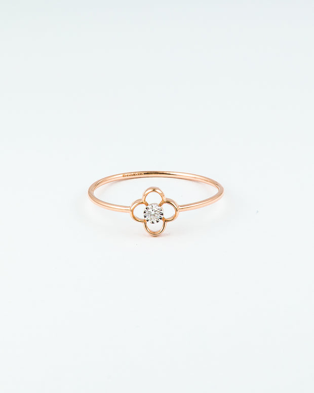 Rose Gold Open Clover Diamond Solitaire Ring