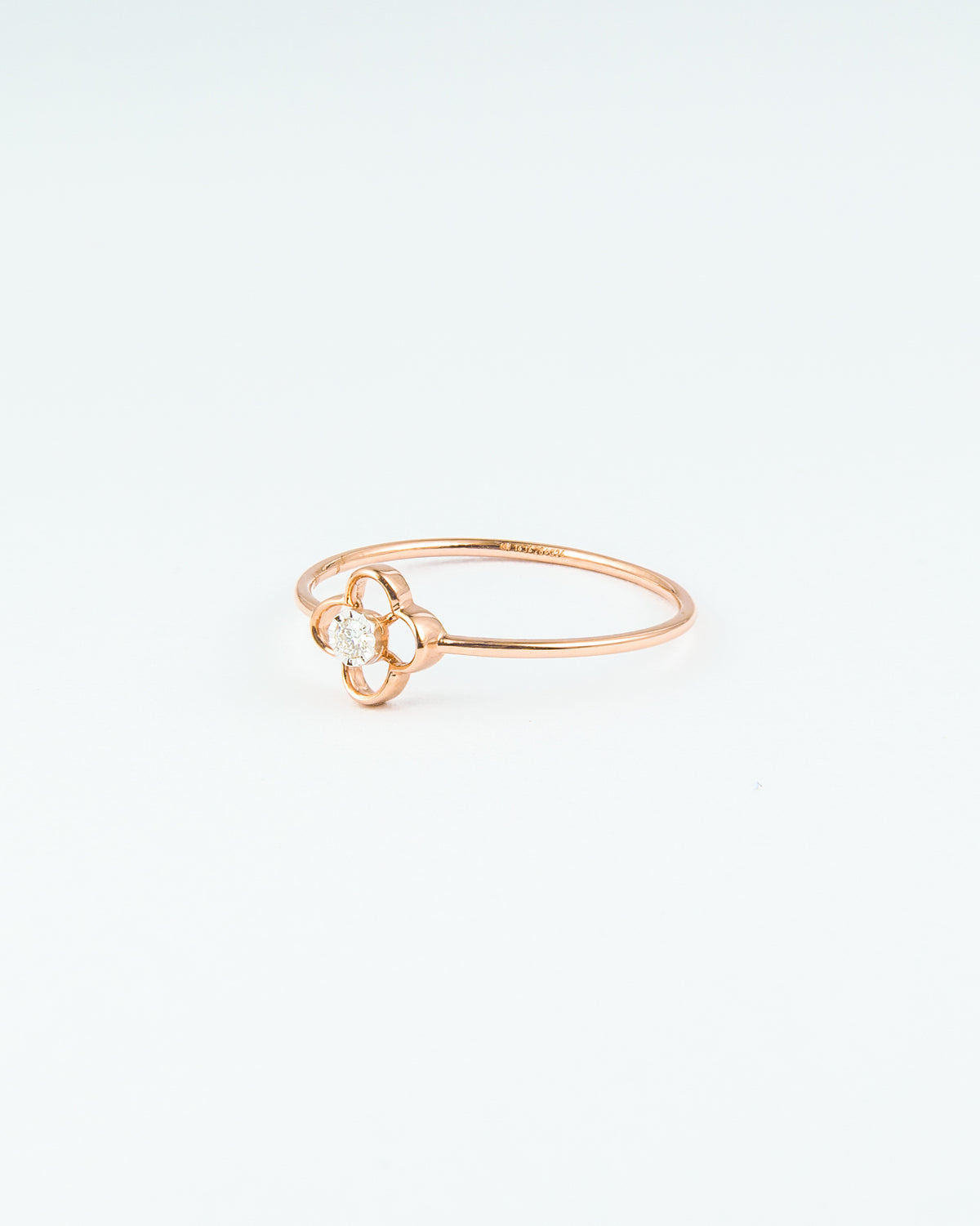 Rose Gold Open Clover Diamond Solitaire Ring
