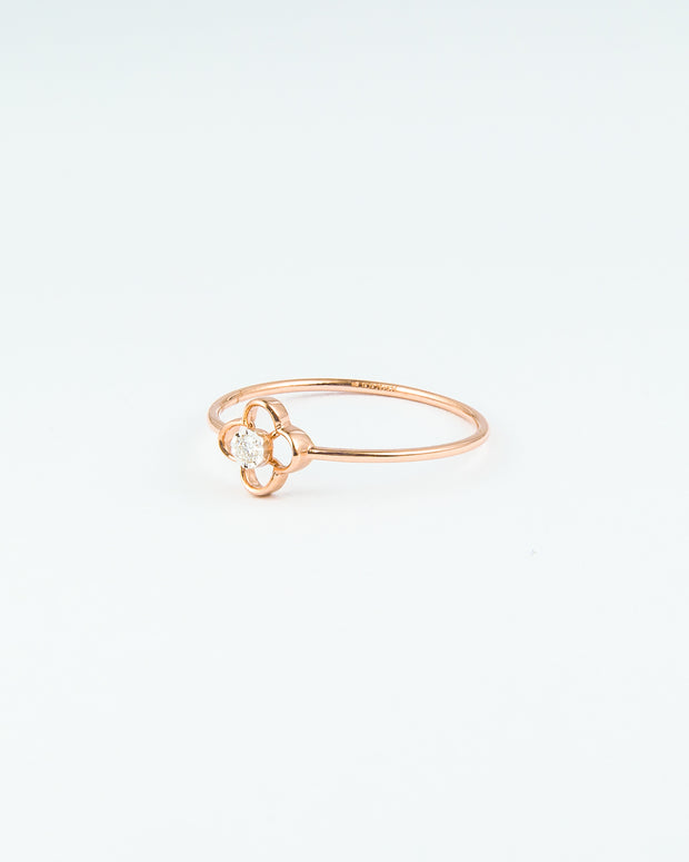 Rose Gold Open Clover Diamond Solitaire Ring