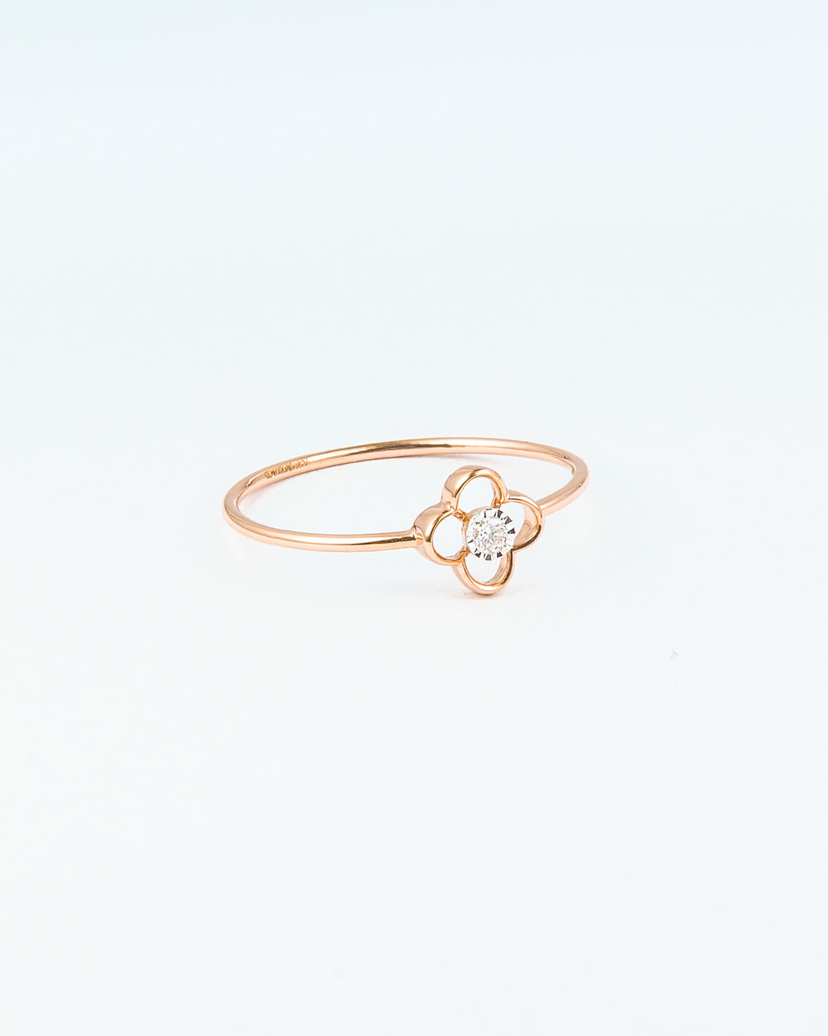 Rose Gold Open Clover Diamond Solitaire Ring
