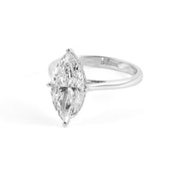 Marquise Brilliant Lab-Grown Diamond Solitaire Ring with Round Accents