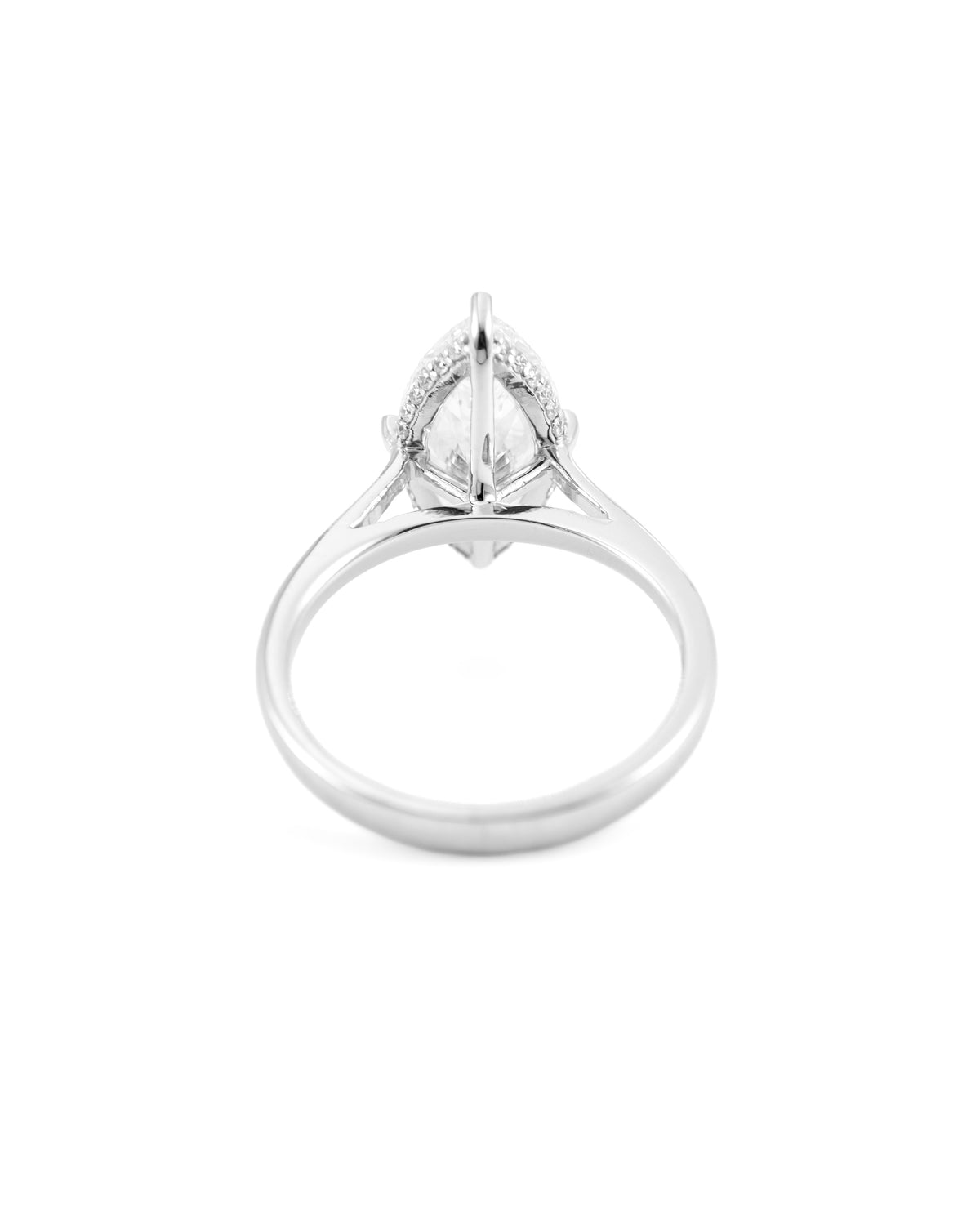 Marquise Brilliant Lab-Grown Diamond Solitaire Ring with Round Accents