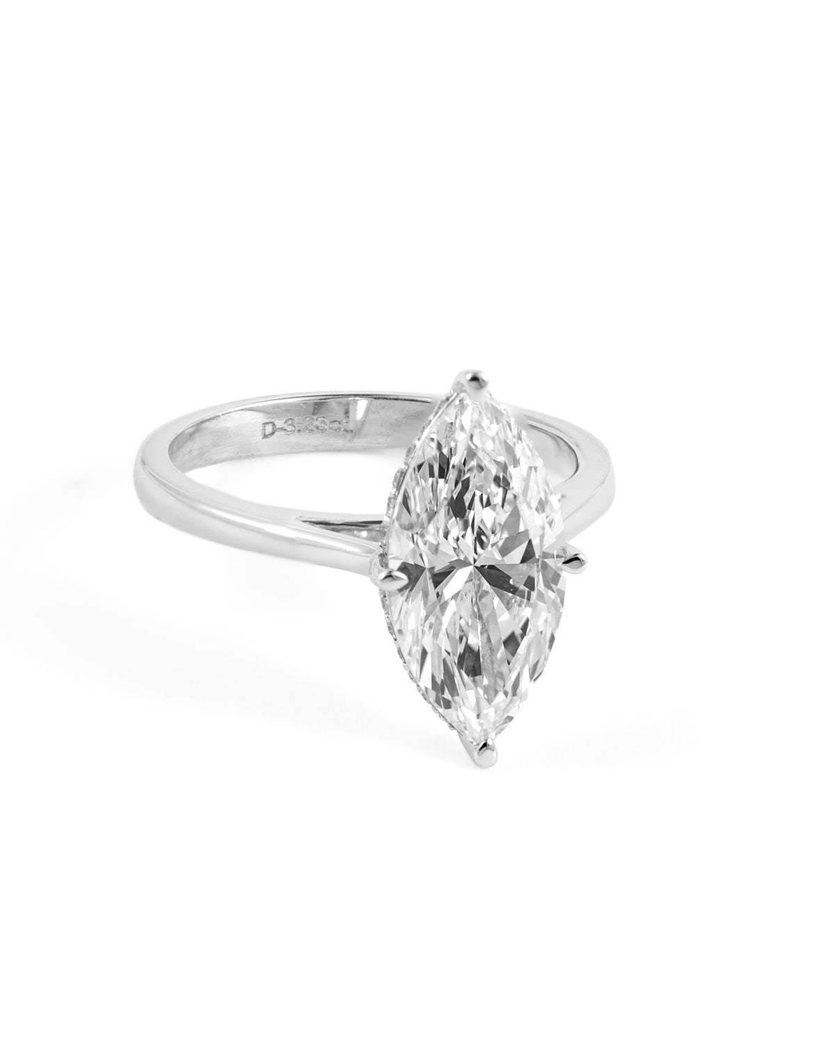 Marquise Brilliant Lab-Grown Diamond Solitaire Ring with Round Accents