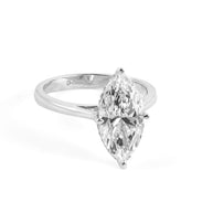 Marquise Brilliant Lab-Grown Diamond Solitaire Ring with Round Accents