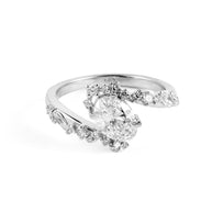 Oval Brilliant Lab-Grown Diamond Asymmetrical Bypass Ring with Baguette Accents