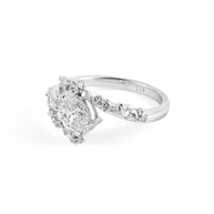 Oval Brilliant Lab-Grown Diamond Asymmetrical Bypass Ring with Baguette Accents