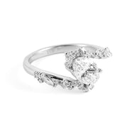 Oval Brilliant Lab-Grown Diamond Asymmetrical Bypass Ring with Baguette Accents
