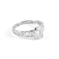 Bezel-Set Emerald-Cut Lab-Grown Diamond Ring with Baguette Accents