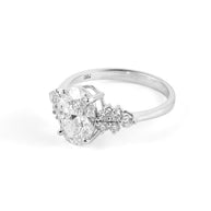 Oval Brilliant Lab-Grown Diamond Engagement Ring with Side Clusters