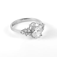 Oval Brilliant Lab-Grown Diamond Engagement Ring with Side Clusters