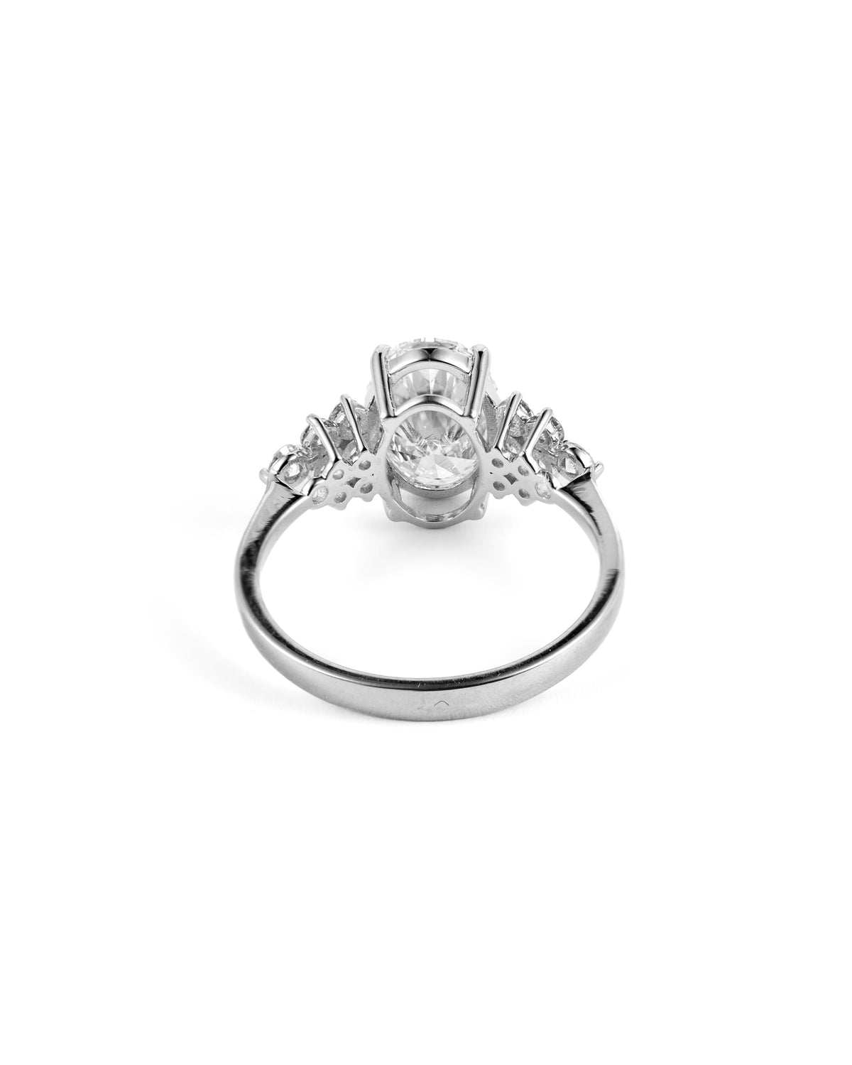 Oval Brilliant Lab-Grown Diamond Engagement Ring with Side Clusters