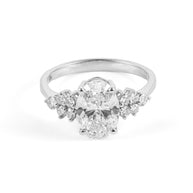 Oval Brilliant Lab-Grown Diamond Engagement Ring with Side Clusters