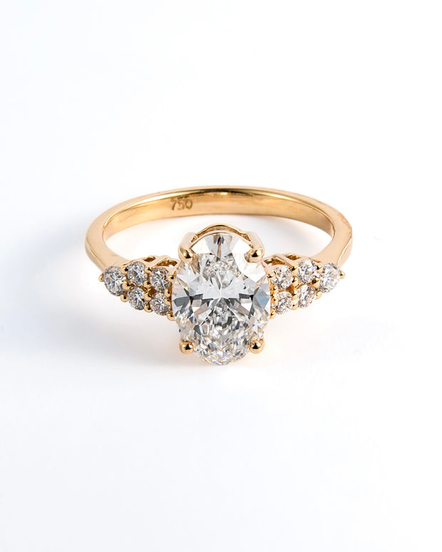 Oval Brilliant Lab-Grown Diamond Cluster Engagement Ring