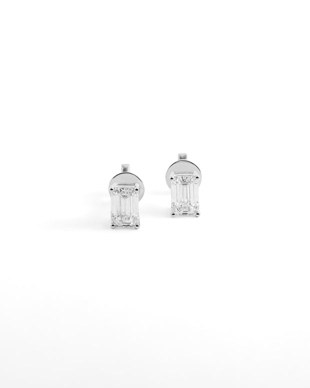 Classic Emerald-Cut Lab-Grown Diamond Stud Earrings