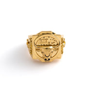 Chicago Bulls Motif Signet Ring in 18K Yellow Gold