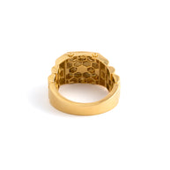 18K Yellow Gold Watch-Link Signet Ring with Screw Motifs