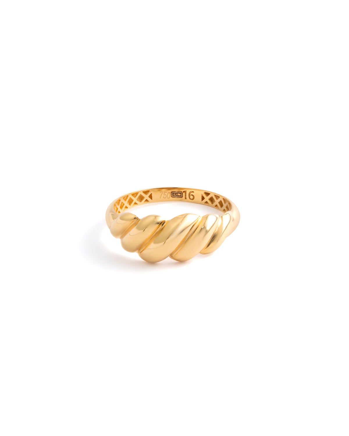 18K Yellow Gold Croissant Dome Band Ring