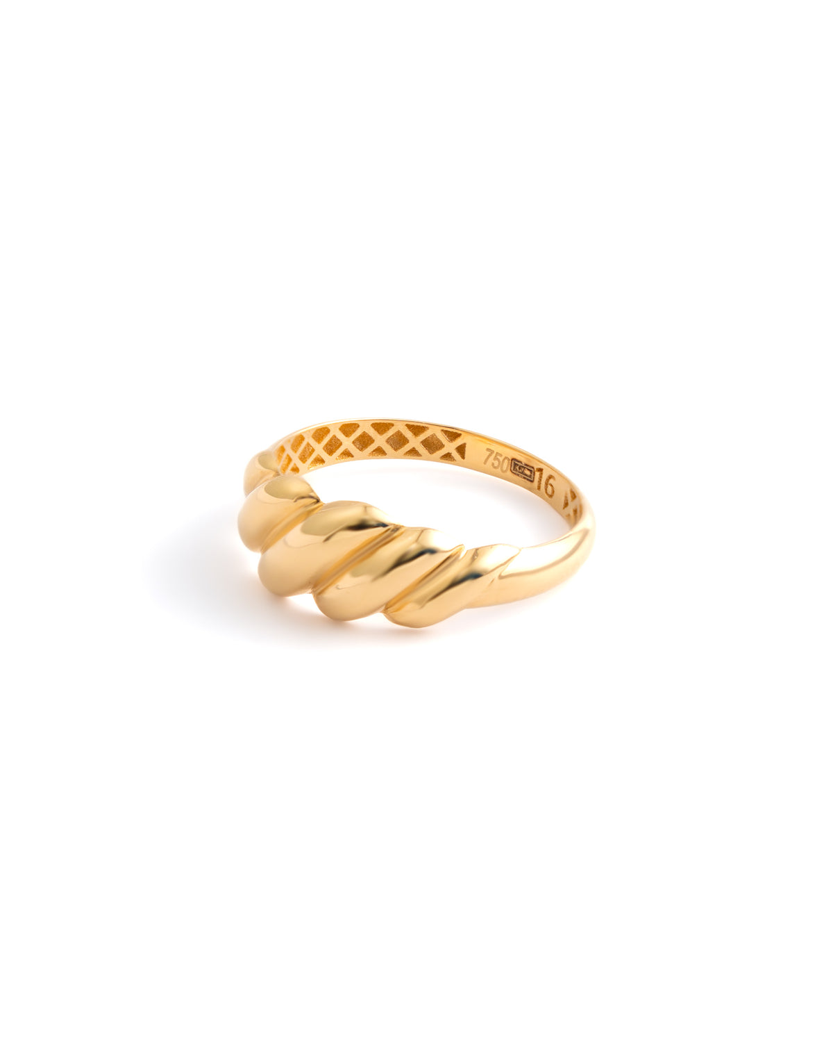 18K Yellow Gold Croissant Dome Band Ring
