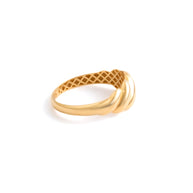 18K Yellow Gold Croissant Dome Band Ring
