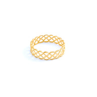 18K Yellow Gold Openwork Lattice Band Ring