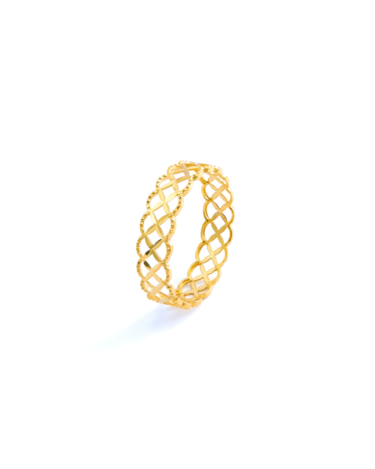 18K Yellow Gold Openwork Lattice Band Ring