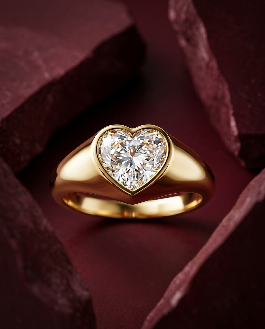 The Sculpted Heart Luminous Statement Ring