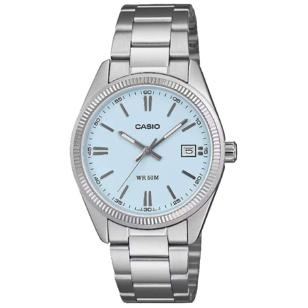 Casio Enticer Quartz Fluted 35mm UTP-1302PD-2A2VDF Sky Blue Dial Stainless Steel Unisex Watch