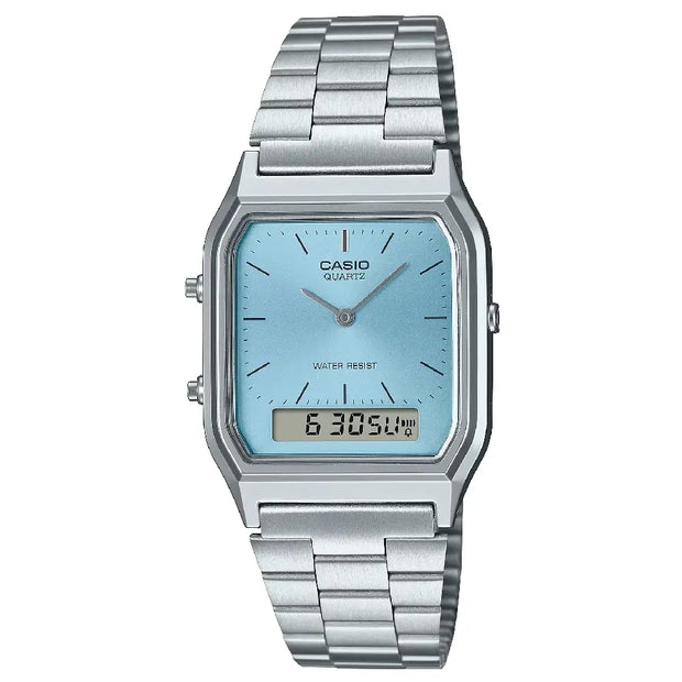Casio Analog-Digital AQ-230A-2A1MQY Blue Dial Stainless Steel Unisex Watch