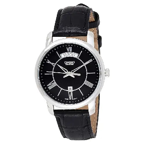Casio Beside Analog BEM-152L-1AVDF Black Dial Leather Strap Men's Watch