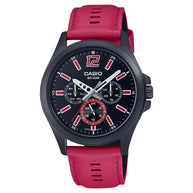 Casio Enticer MTP-E350BL-1BDF Multi-Function Analog Black Dial Leather Strap Men's Watch