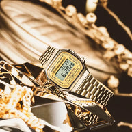 Casio Vintage Digital A168WG-9WDF Gold Dial Stainless Steel Unisex Watch