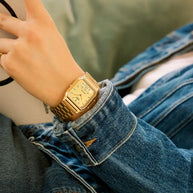 Casio Analog-Digital AQ-230GA-9DMQ Gold Dial Stainless Steel Unisex Watch