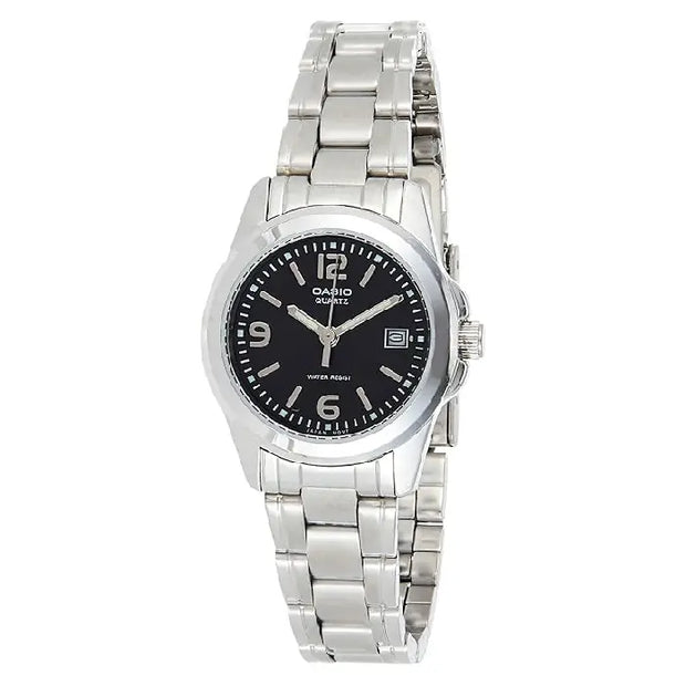 Casio Enticer Ladies Analog LTP-1215A-1ADF Black Dial Stainless Steel Women's Watch