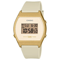 Casio Vintage Digital 35mm LW-204-9AVDF Gold Dial Cream Resin Strap Women's Watch