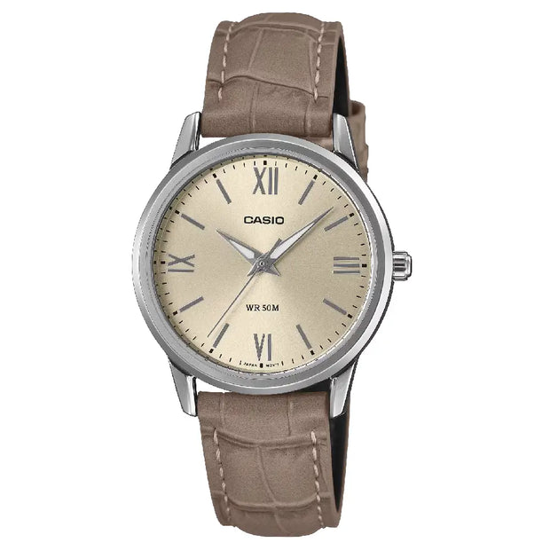 Casio Classic Analog LTP-1303LL-7A Beige Dial Leather Strap Women's Watch