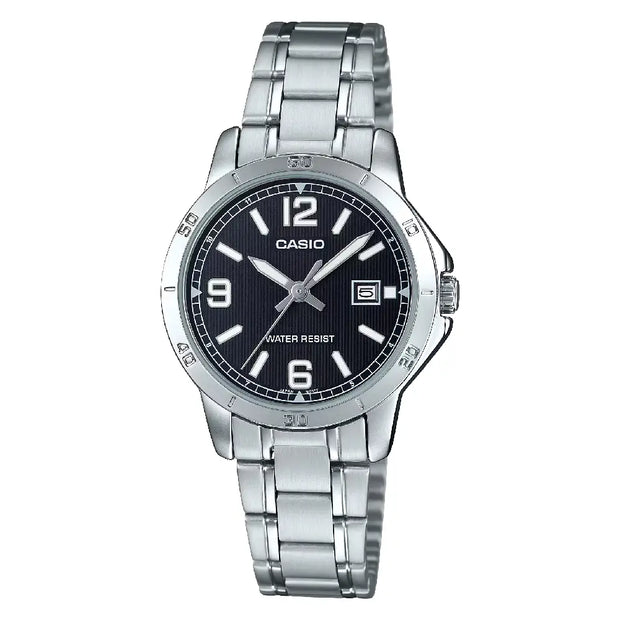 Casio Classic Analog LTP-V004D-1B2UDF Black Dial Stainless Steel Women's Watch