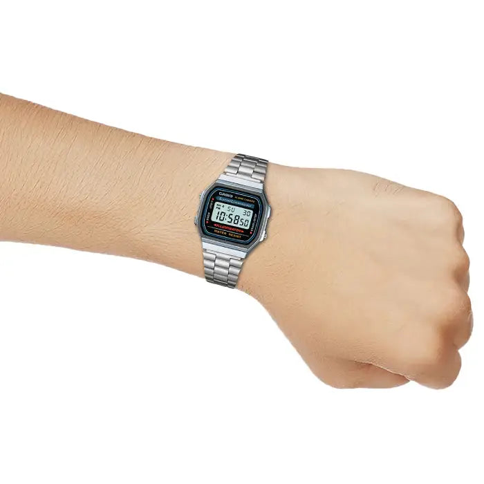 Casio Vintage Digital A168WA-1WDF Black Dial Stainless Steel Unisex Watch