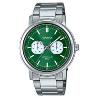 Casio Enticer MTP-E335D-3EVDF Multi-Function Analog Green Dial Stainless Steel Men's Watch