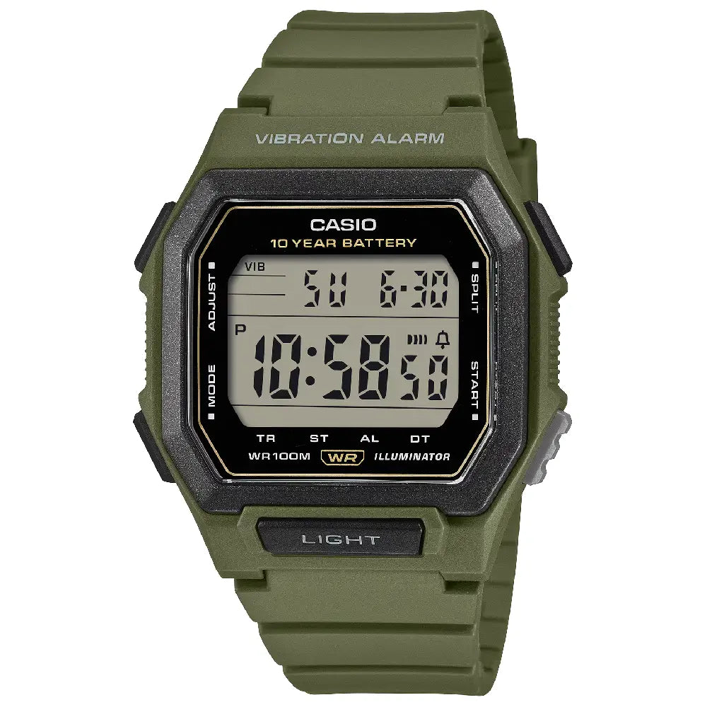 Casio Digital W-738H-3AVDF 42.8mm  Grey Dial Green Resin Strap Men's Watch