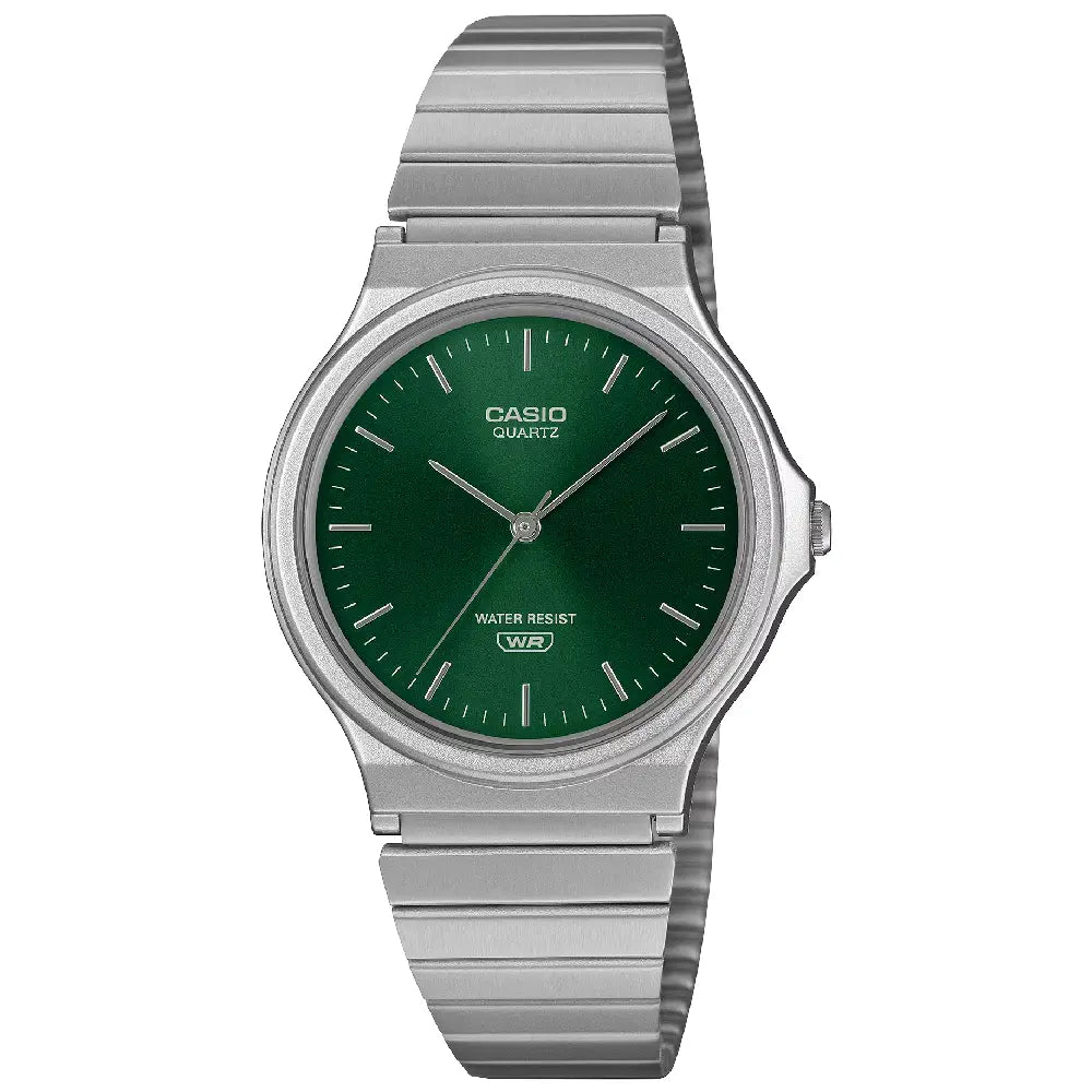 Casio Classic Analog 34.9mm MQ-24DA-3A Green Dial Stainless Steel Unisex Watch