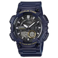 Casio Analog-Digital World Time AEQ-110W-2AVDF Black Dial Resin Strap Men's Watch