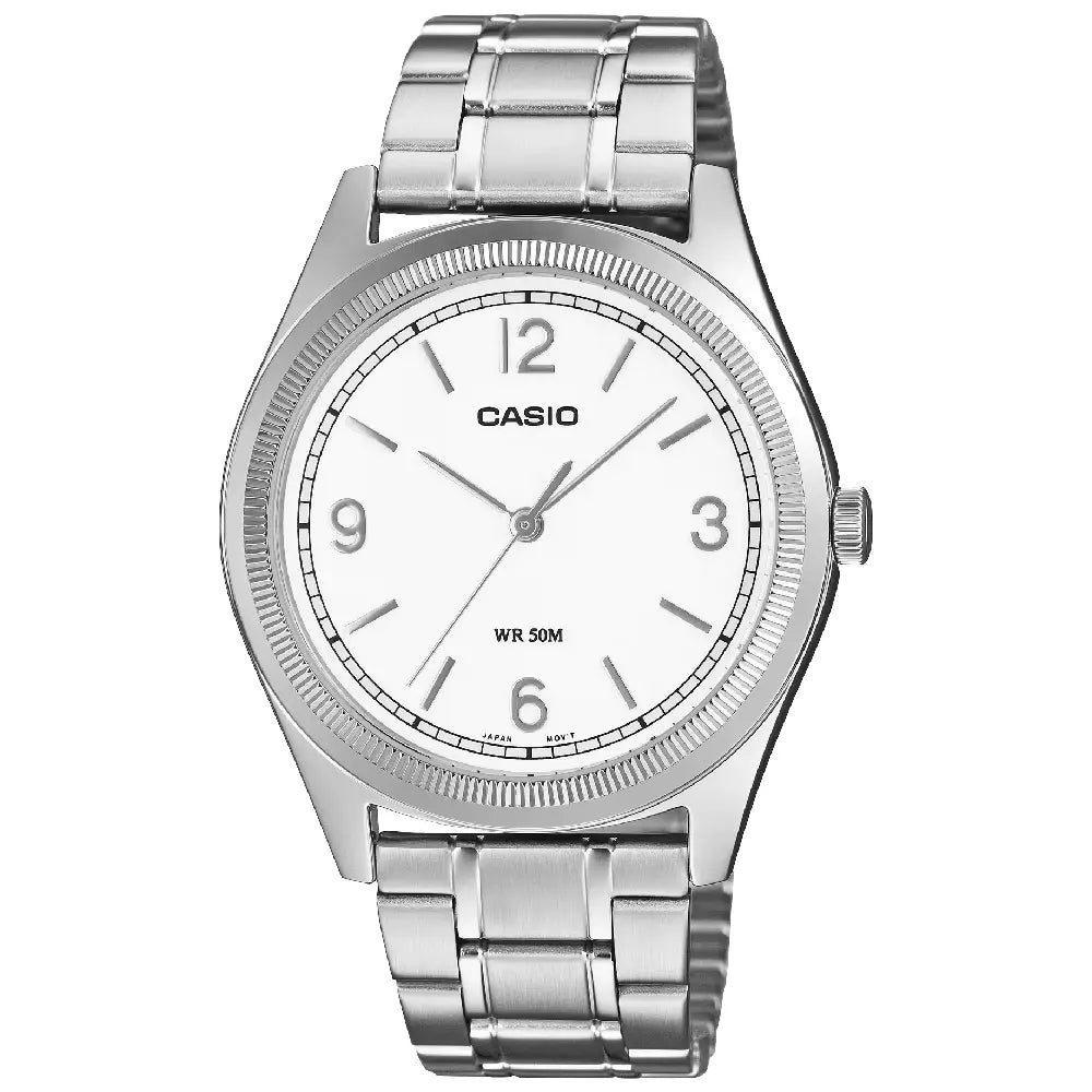 Casio Enticer Quartz Fluted "Classic Fluted" 39.5mm MTP-B210D-7AVDF White Dial Stainless Steel Men's Watch