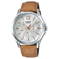 Casio Enticer MTP-E320LY-7AVDF Multi-Function Analog Silver Dial Leather Strap Men's Watch